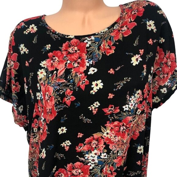 Maurices Multicolor Floral Print Short Sleeve Sleeve Boho Blouse Top Size XL - Picture 6 of 9